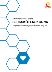Framsida för rapport om sjuksköterskornas arbetsmarknad i Skåne