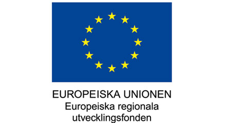 Europeiska unionens flagga och logga för Europeiska regionala utvecklingsfonden