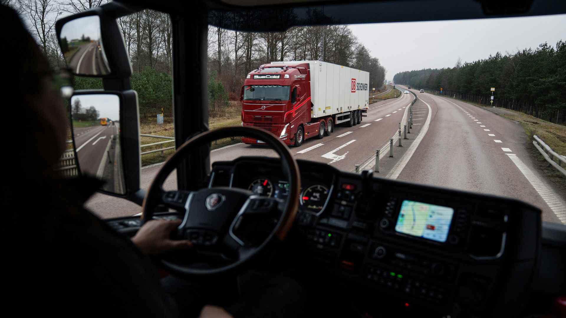 Insidan av en lastbil.