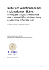 Rapport: Kultur och välbefinnande hos skolungdomar i Skåne