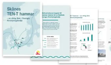 Omslag till rapport om utveckling av skånska hamnar.