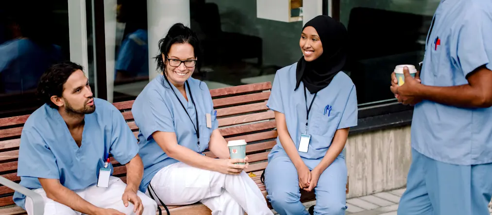 Sjuksköterskor har kaffepaus.