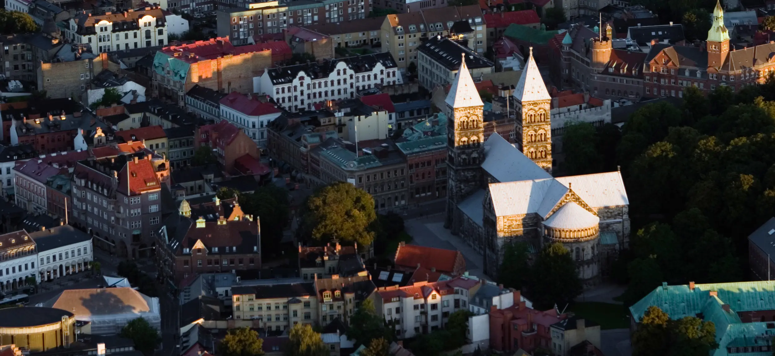 Domkyrkan i Lund från ovan.