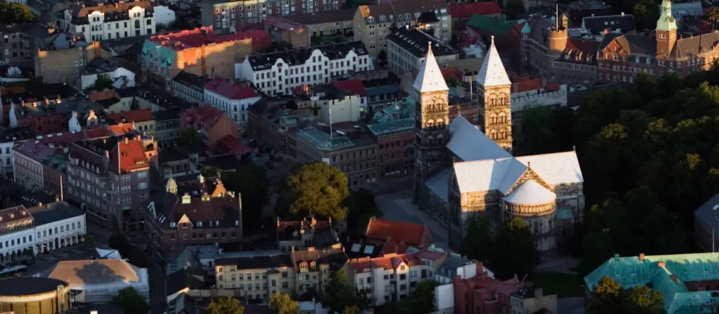 Domkyrkan i Lund från ovan.